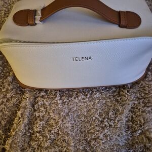 Telena Cream and Brown Women's Cosmetic Bag